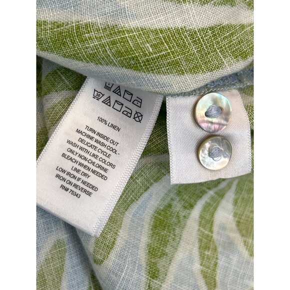 Sigrid Olsen Tropical Botanical Print Linen Blouse Sz M Resort Wear Coastal Chic - Picture 5 of 5